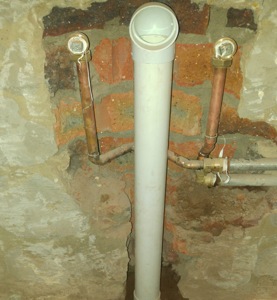 Basin Drain recessed into wall with Water inlets