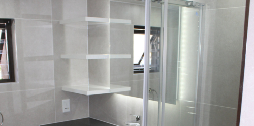 Floating Shelves Backlit Mirror