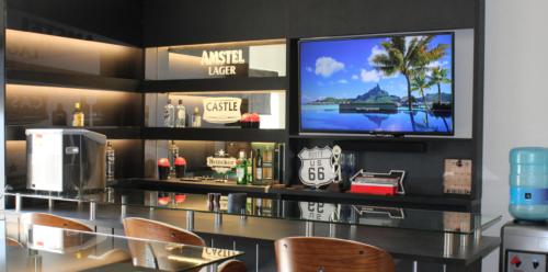 Back of Bar and Sandblasted Mirrors