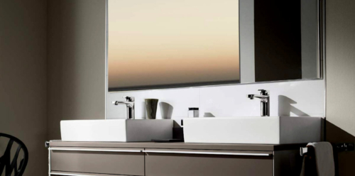 Modern Double Wall Hung with Square Sit-on Basins