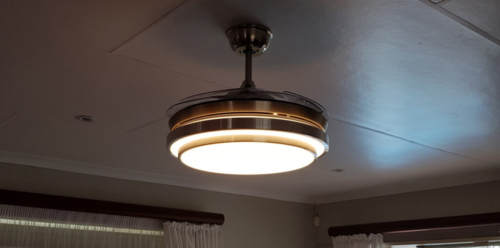 Remote controlled ceiling fan with 3 light settings