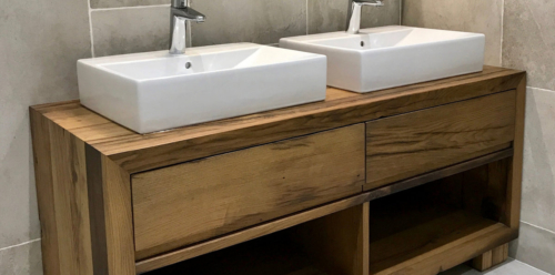 Rustic Vanity with Square Sit-on Basins