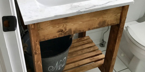 Rustic stand Marble Top with Undermount Basin