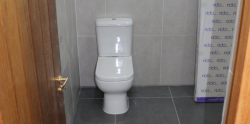 New Toilet prior to shower cubicle installation