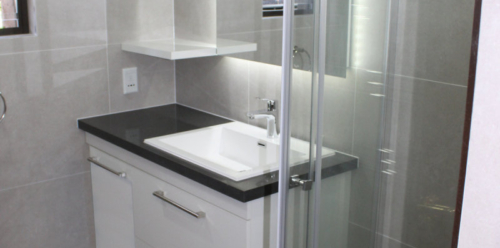 Custom Vanity and WC, Two Drawers with Pull-out Laundry Drawer
