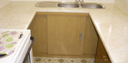 Worktops and Sink with New Sliding Doors