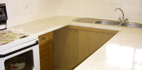 Worktops and Sink with New Sliding Doors