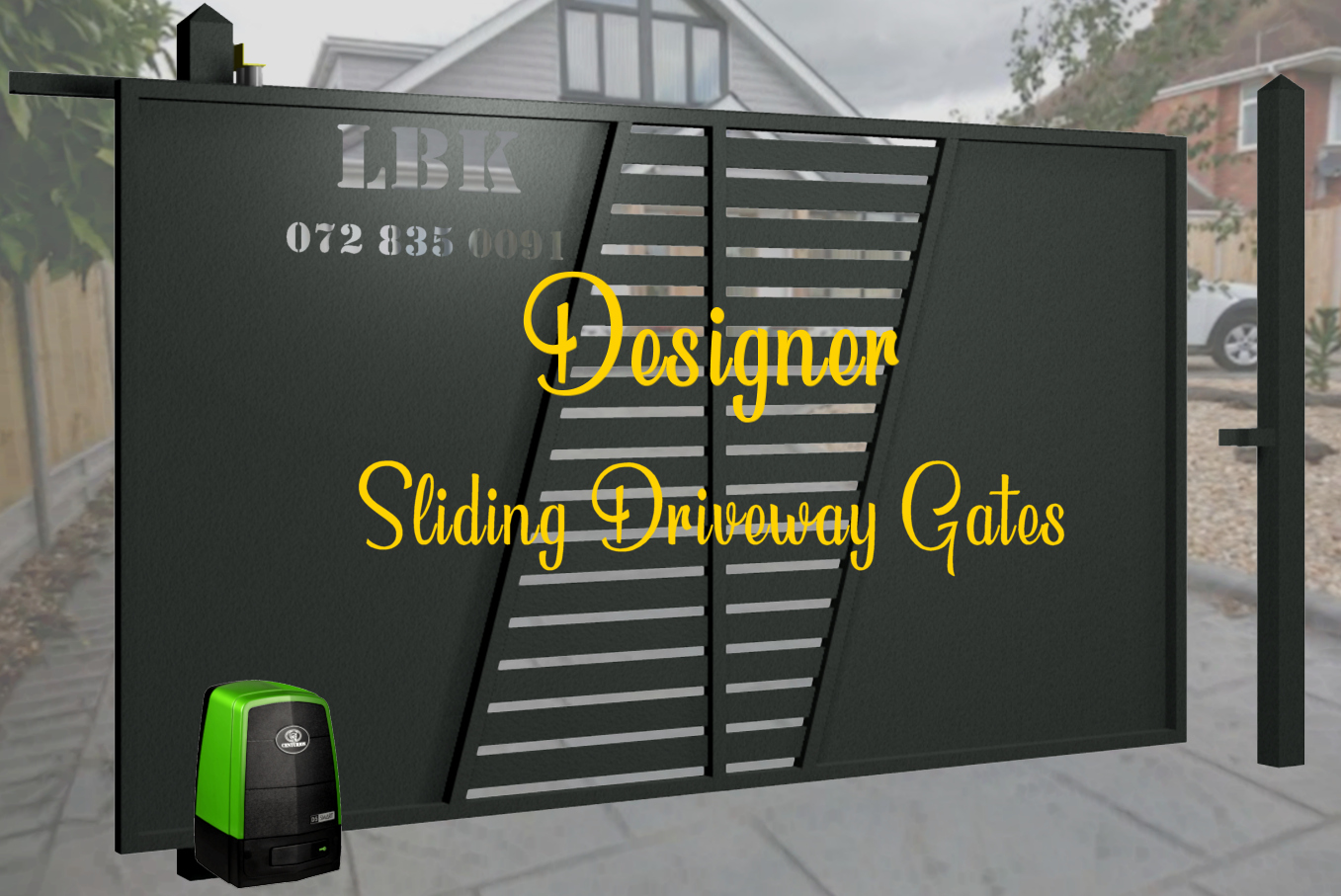 00 Sliding Modern Gate with Steel Plate and Slats Rhombus