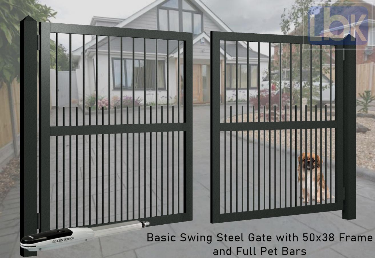 01b Basic Swing Steel Gate with 50×38 Frame and Full Pet Bars