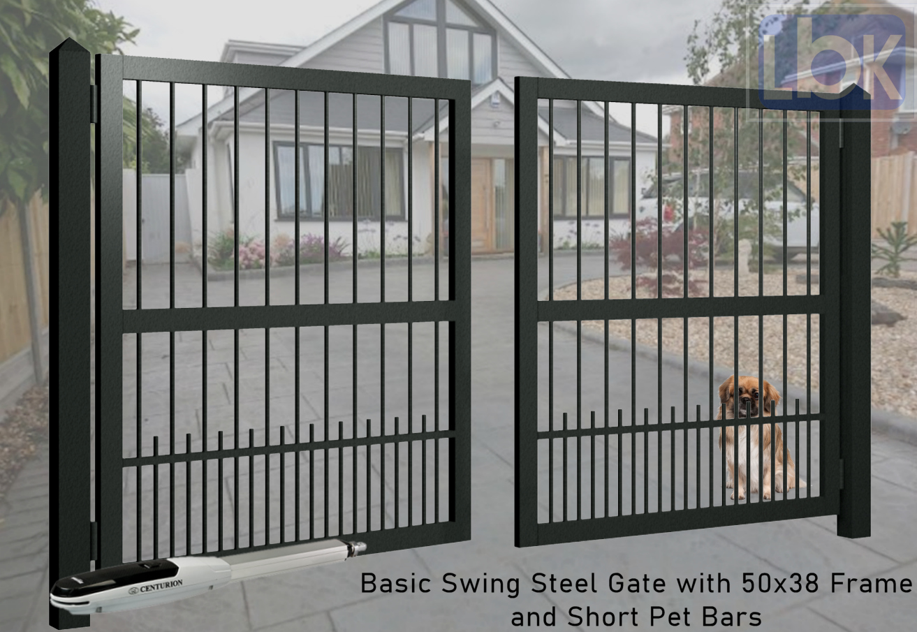 01c Basic Swing Steel Gate with 50×38 Frame and Short Pet Bars