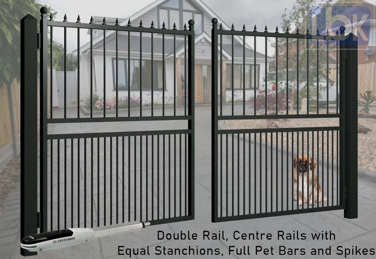 02e Double Rail, Centre Rails with Full Pet Base Stanchions and Spikes