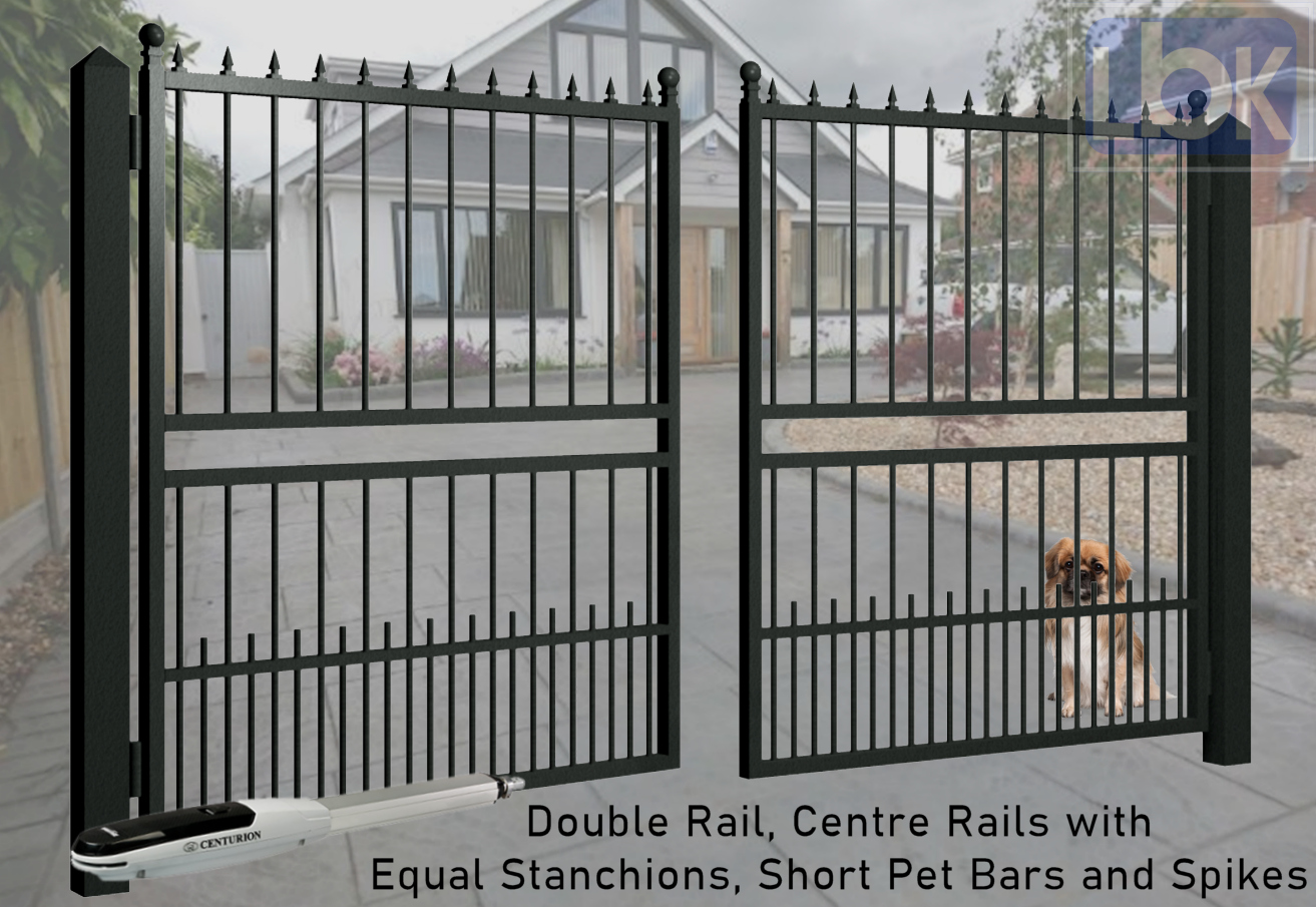 02f Double Rail, Centre Rails with Equal Stanchions and Short Pet Bars