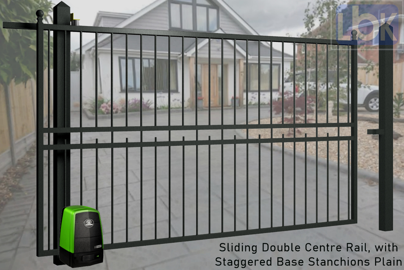 03a Sliding Double Centre Rail, with Staggered Base Stanchions Plain