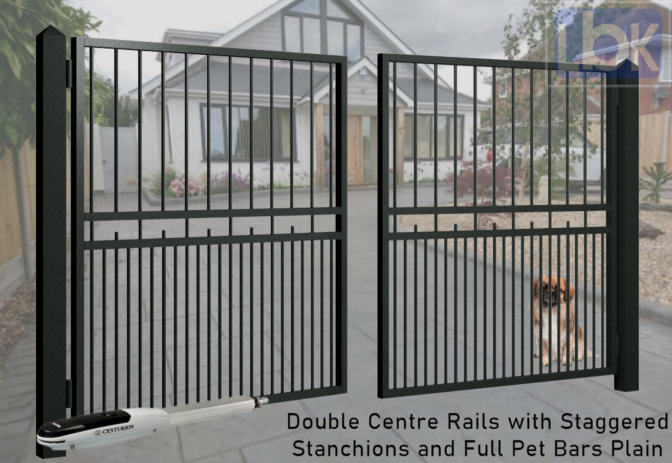 03b Double Rail, Centre Rails with Full Pet Base Stanchions No Spikes