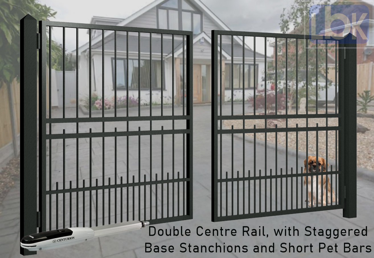 03c Double Centre Rail, with Staggered Base Stanchions and Short Pet Bars