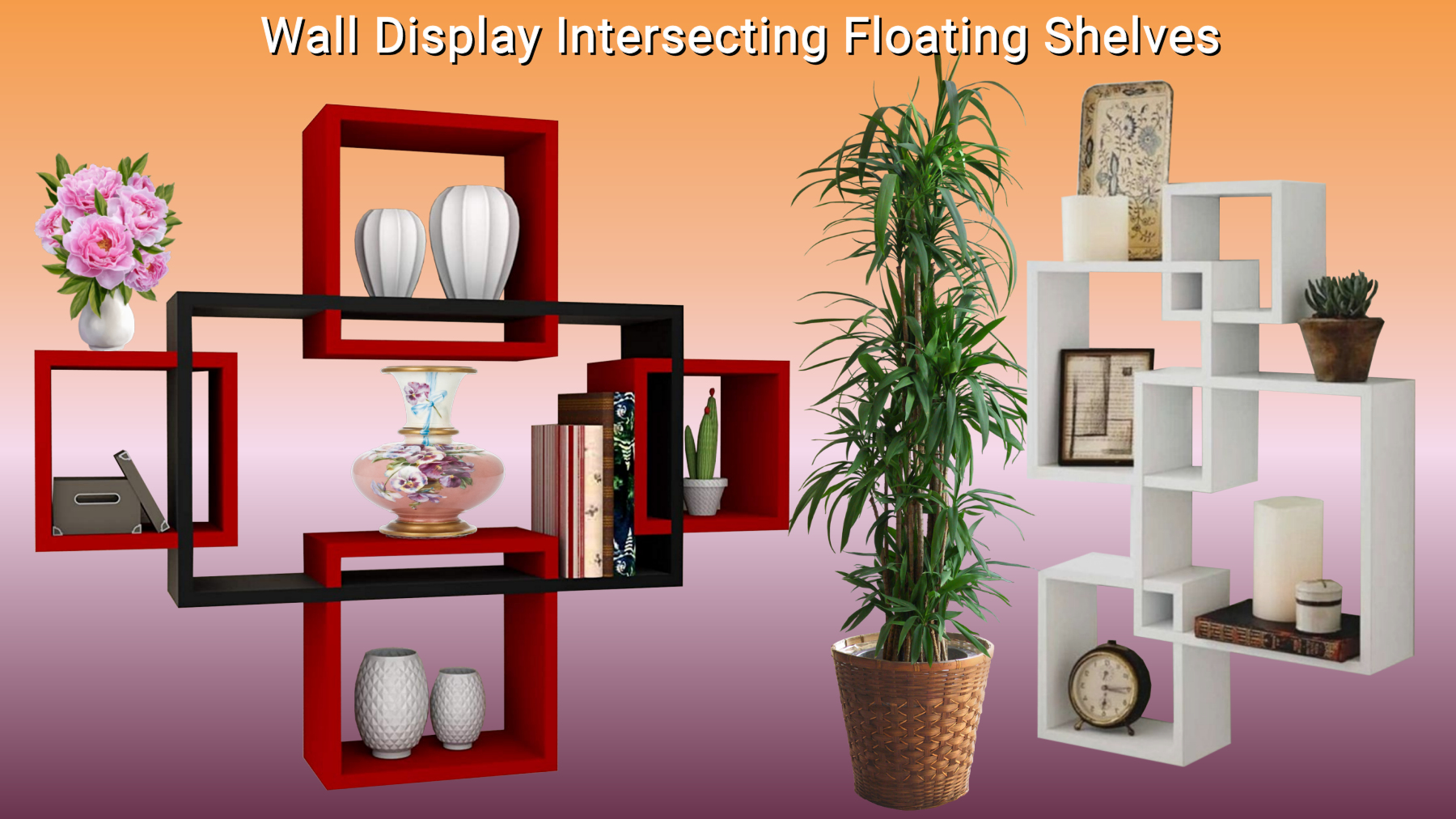 Wall Display Intersecting Floating Shelves