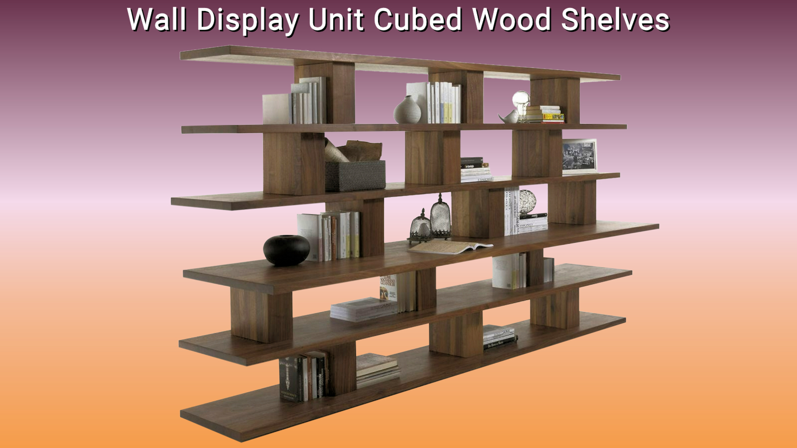Wall Display Unit Cubed Wood Shelves